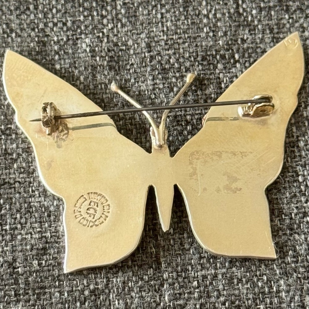 MEXICO Vintage Abalone Butterfly Brooch - Picture 5 of 8